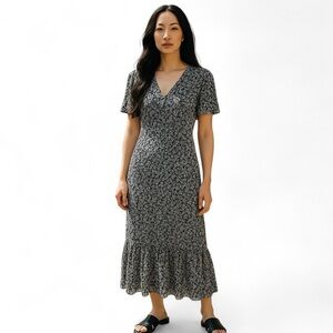 EVANS Retro Floral Flutter Sleeve MIDI Dress Vintage Inspired Cottagecore Sz‎ 16